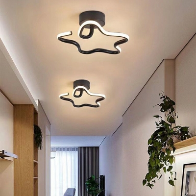 Modern Geometric White LED Semi-Flush Mount Ceiling Light with Acrylic Shade