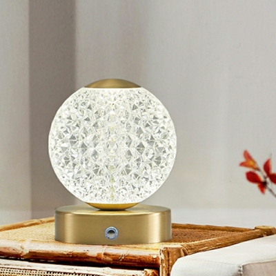 Modern Gold Table Lamp with Clear Glass Shade and Plug-In Electric Power Source