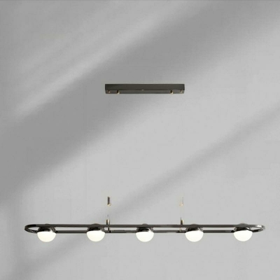 Modern Grey Linear Island Light with Remote Control Dimming and Clear Shade
