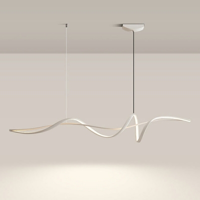 Modern LED Linear Island Light - White Shade - Adjustable Hanging Length - Residential Use