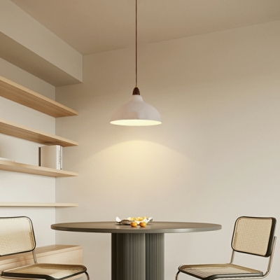 Modern LED Pendant with White Metal Shade and Adjustable Hanging Length for Residential Use