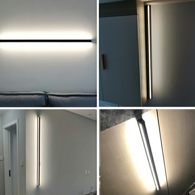 Modern Warm Light 1-Light Hardwired Linear Wall Sconce with White Acrylic Shade