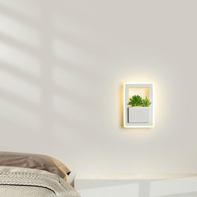 Hardwired Modern White Geometric 1-Light Wall Sconce with Acrylic Shade, Warm Light