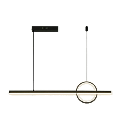 Modern Black Linear Island Light with Adjustable Hanging Length and Iron Shade