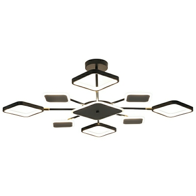 Modern Black Sputnik Chandelier with Acrylic Shade and LED Bulbs for Residential Use