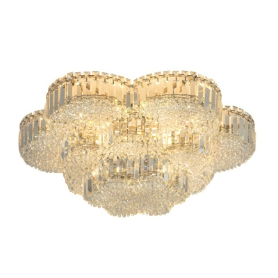Modern Geometric Flush Mount Ceiling Light with Clear Crystal Shades and LED Bulbs