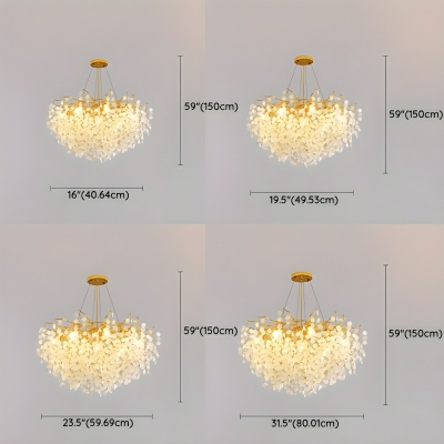 Modern Gold Chandelier with Crystal Shades and Adjustable Hanging Length - LED Compatible