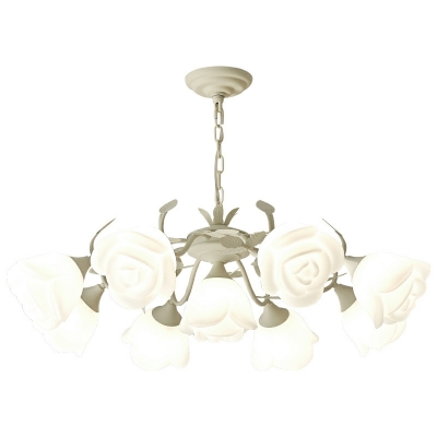 Modern LED Chandelier with Adjustable Hanging Length and Warm Light in White Acrylic