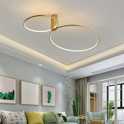 Modern LED Circle Semi-Flush Mount Ceiling Light with White Acrylic Shade