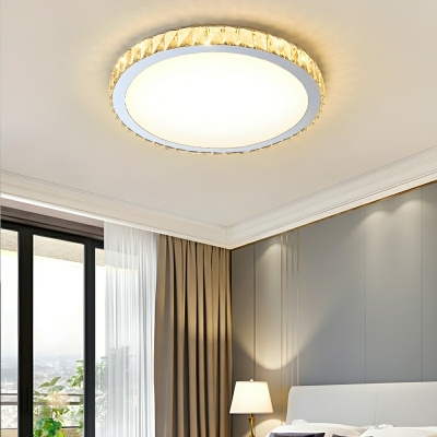 Modern LED Flush Mount Ceiling Light in Third Gear Color Temperature with Crystal Shade
