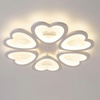 Modern White Geometric Flush Mount Ceiling Light with Acrylic Shade and LED Bulbs