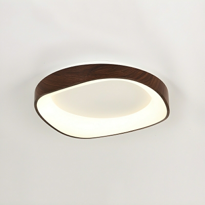Modern Wood Flush Mount Ceiling Light with LED Bulbs and Solid Wood Shade
