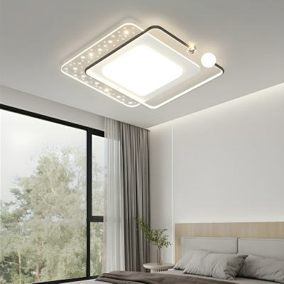 Gold Metal LED Flush Mount Ceiling Light with White Shade and Modern Style