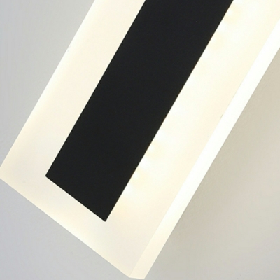 Hardwired Modern Black Linear 1-Light Wall Sconce with White Acrylic Shade
