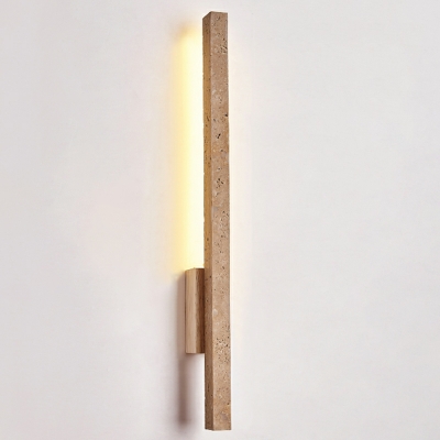 Modern Beige Stone Linear Vanity Light with Warm LED for Dining Room, Living Room, and Kitchen