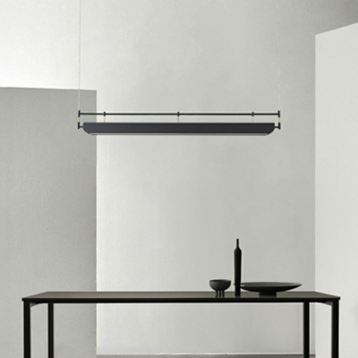 Modern Black Linear Island Light with Adjustable Hanging Length and LED Bulb