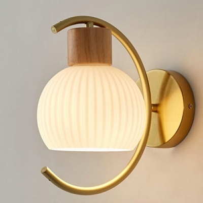 Modern Brown Glass Jar Wall Sconce with Frosted White Glass Shade