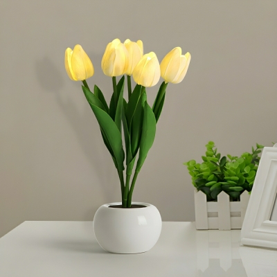 Modern Ceramic Table Lamp with Warm LED Light and Battery Power