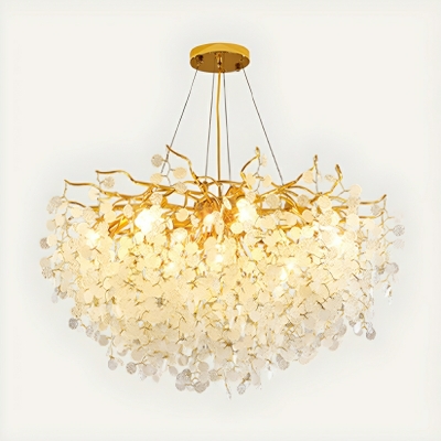 Modern Gold Chandelier with Crystal Shades and Adjustable Hanging Length - LED Compatible