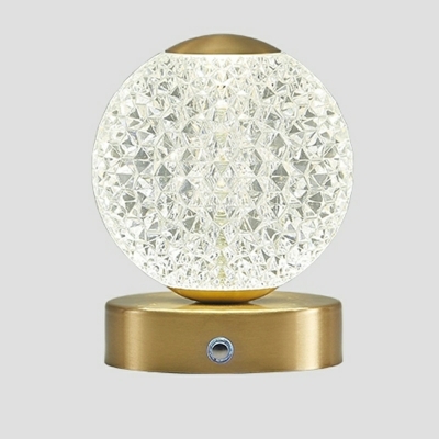 Modern Gold Table Lamp with Clear Glass Shade and Plug-In Electric Power Source