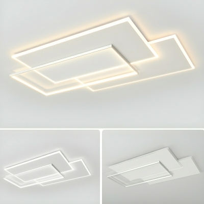 Modern LED Flush Mount Ceiling Light in White with Metal Material