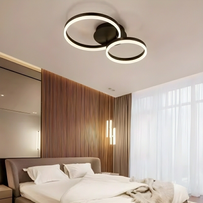 Modern White Wheel Circle LED Bulbs Semi-Flush Mount Close To Ceiling Light