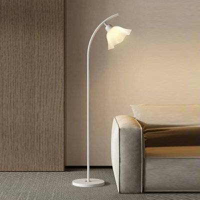 Contemporary Metal Floor Lamp with Frosted Glass Shade and LED Light for Modern Home Decor