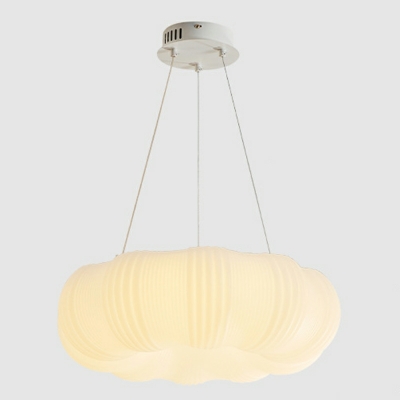Modern 1-Light LED Chandelier in White with Geometric Shade and Adjustable Hanging Length