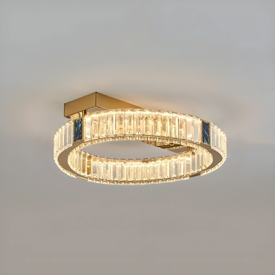 Modern Gold Geometric Semi-Flush Mount Ceiling Light with Crystal Clear Shade