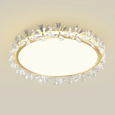 Modern LED Flush Mount Ceiling Light with Crystal Feature in Downward Shade for Residential Use