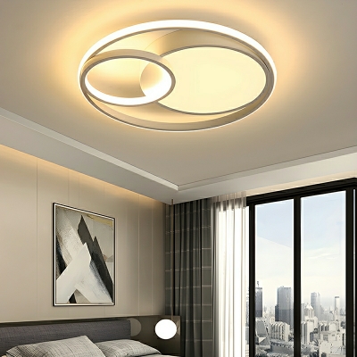 Modern LED Flush Mount Ceiling Light with White Acrylic Shade - 1 Light