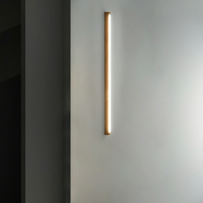 White Linear LED Flush Mount Modern Ceiling Light with Wood Shade