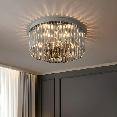 Amber Crystal Flush Mount Modern Ceiling Light with Third Gear Color Temperature