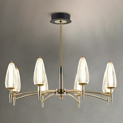 Elegant Gold Sputnik Chandelier with Clear Acrylic Shades and LED Bulbs