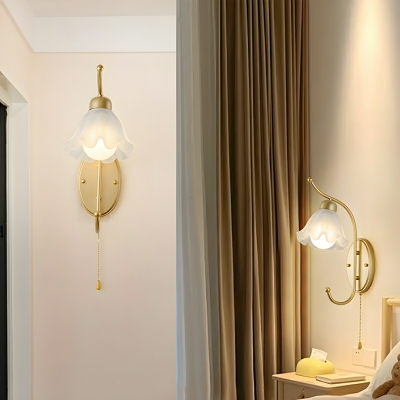 Elegant Modern Gold 1-Light Wall Sconce with White Shade - Perfect for Residential Use