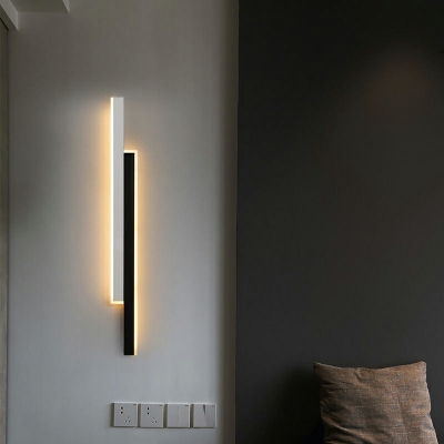 Modern Black Linear Hardwired 2-Light Wall Sconce with White Acrylic Shade