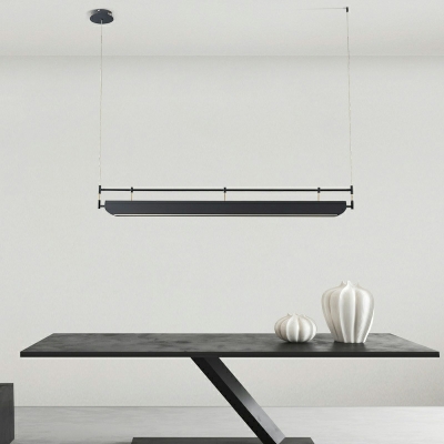 Modern Black Linear Island Light with Adjustable Hanging Length and LED Bulb