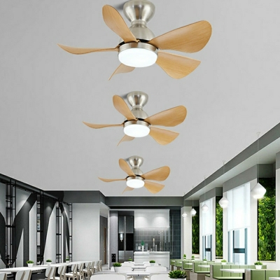 Modern Ceiling Fan with Remote and Wall Control 5 ABS Plastic Blades and Integrated LED Light