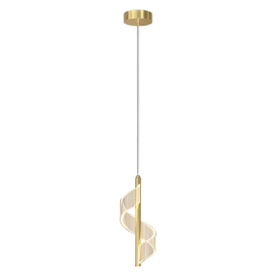 Modern Gold Linear Pendant with Round Iron Shade and Adjustable Hanging Length for Residential Use