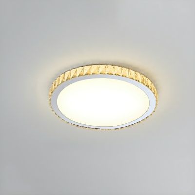 Modern LED Flush Mount Ceiling Light in Third Gear Color Temperature with Crystal Shade