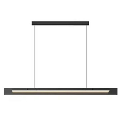 Modern LED Island Light Fixture in Black Glass with Adjustable Hanging Length