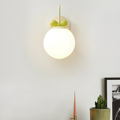 Modern White Glass 1-Light Globe Wall Sconce with Frosted Shade