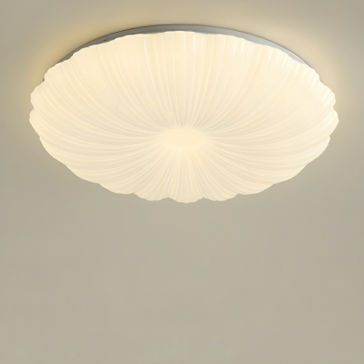 White LED Circle Flush Mount Ceiling Light with Acrylic Shade - Modern Style