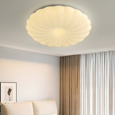 White LED Circle Flush Mount Ceiling Light with Acrylic Shade - Modern Style