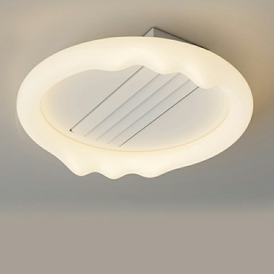 Contemporary Ceiling Fixture Iron Room Acrylic LED Flush Light in White