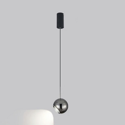 Grey Metal Sports Pendant Light with Mirrored Globe Shade and Adjustable Hanging Length