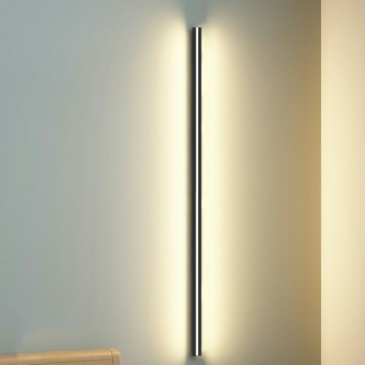 Modern Black 1-Light Hardwired Metal Linear Wall Sconce with White Aluminum Shade for Indoor Use