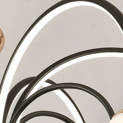 Modern Black Metal Globe Chandelier with Acrylic Shade and LED Bulbs
