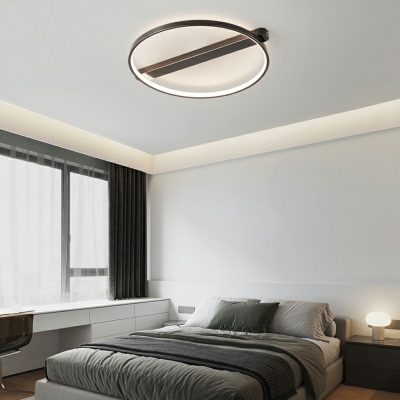 Modern Circle Semi-Flush Mount Ceiling Light with White Acrylic Shade and LED Bulb