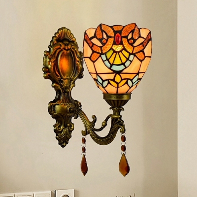 Modern Multi-Color Stained Glass Vanity Light with Glass Shade for Residential Use